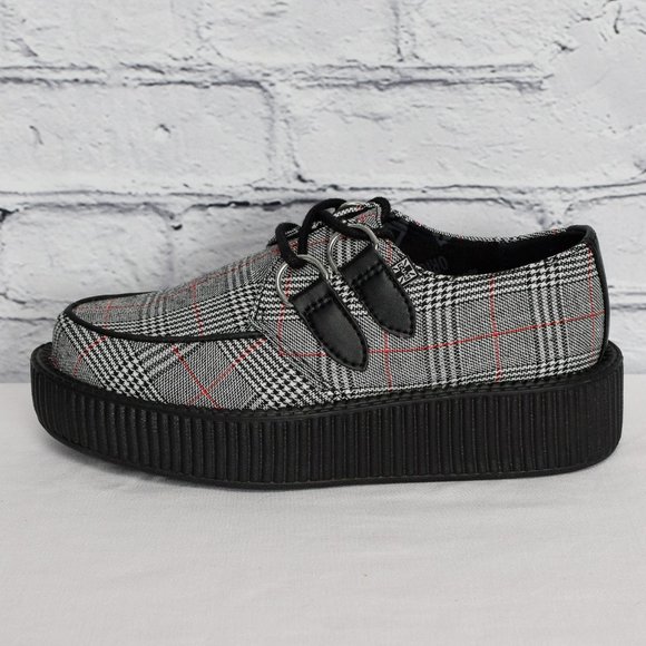 NEW IN BOX T.U.K. Footwear Grey Plaid Viva Low Creeper - Picture 4 of 7